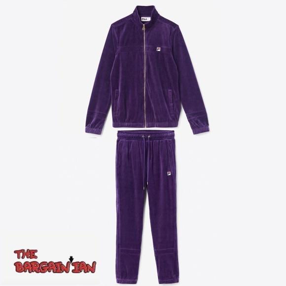 Fila Men's Velour Sweatsuit Tracksuit Purple Velvet Set Size 2XL NWT - Picture 1 of 12